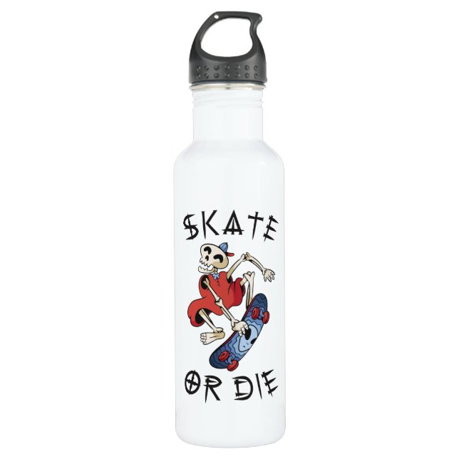 Bouteille D'eau Skate ou mourir drôle Skeleton Skateboarder (Devant)