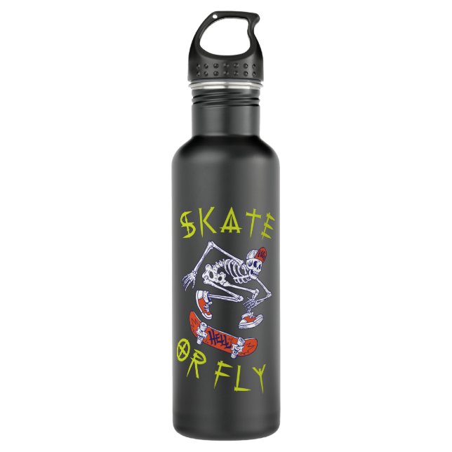 Bouteille D'eau Skate ou volez Skeleton Skateboarder (Devant)