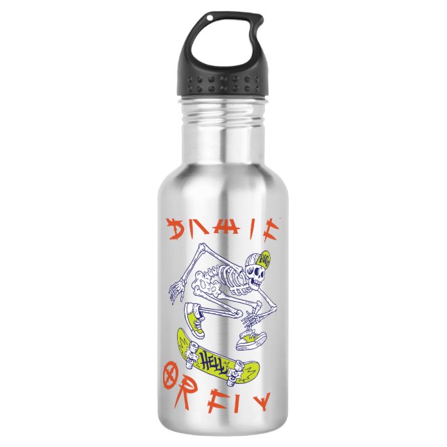 Bouteille D'eau Skate ou volez Skeleton Skateboarder (Devant)