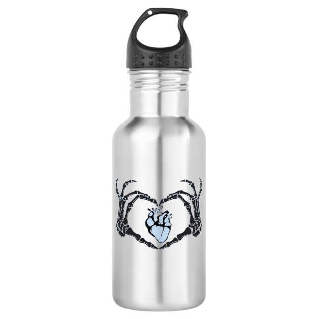 Bouteille D'eau Skeleton Heart Mains Design Classique Pour Hallowe (Devant)