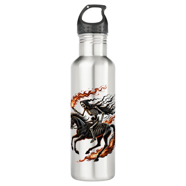 Bouteille D'eau Skeleton Horseman Riding Flaming Horse (Devant)