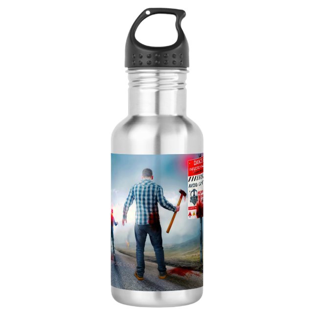 Bouteille D'eau SlipperyJoe's heureux Halloween yeux brillants zom (Devant)