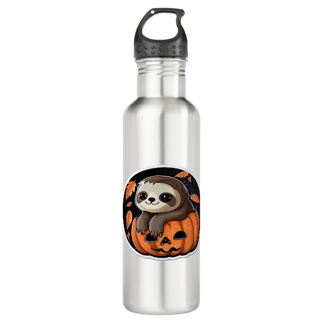 Bouteille D'eau Sloth citrouille Halloween autocollant Surdimensio (Devant)
