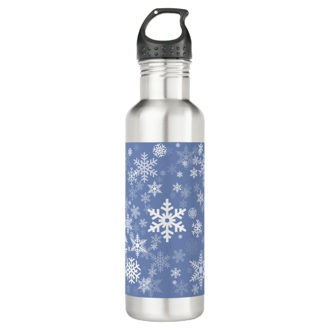 Bouteille D'eau Snowflakes Personnaliser graphique Arrière - plan  (Devant)