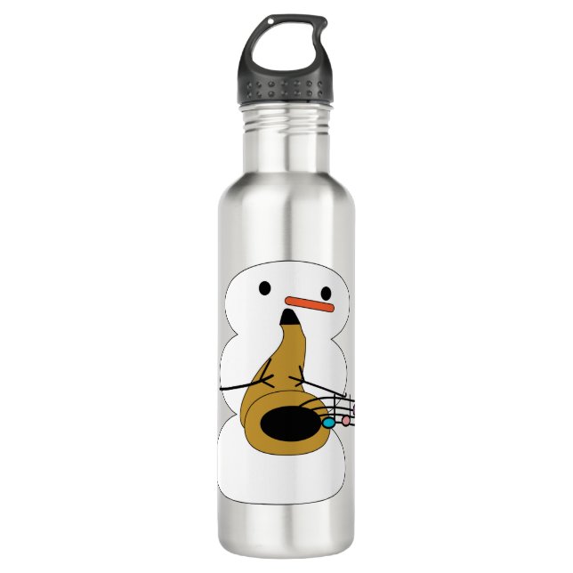 Bouteille D'eau Snowman Jouer Saxophone Notes musicales (Devant)