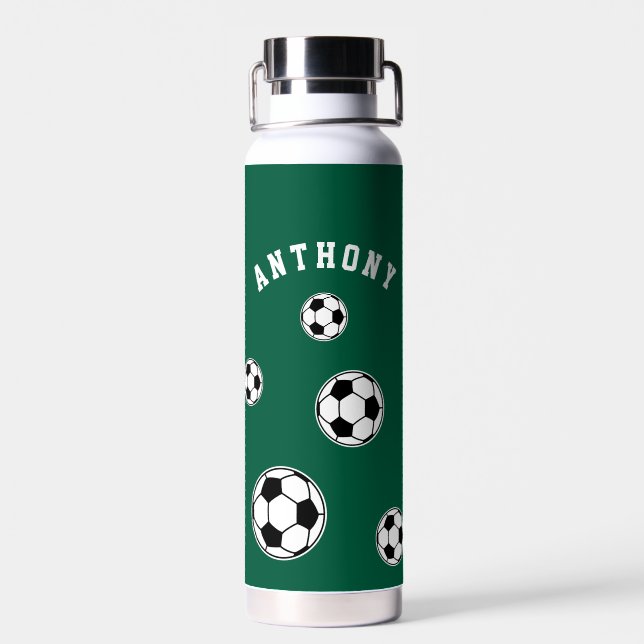 Bouteille D'eau Soccer Green Personalised Kids Back to School (Arrière)