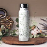 Bouteille D'eau Soft Green Leaf Floral Modern Ajouter un nom<br><div class="desc">Bouteille Florale.</div>