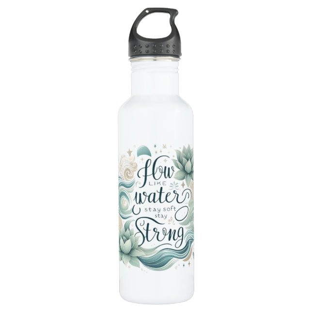 Bouteille D'eau Soft Strength Quote in Flowing Water Design (Devant)