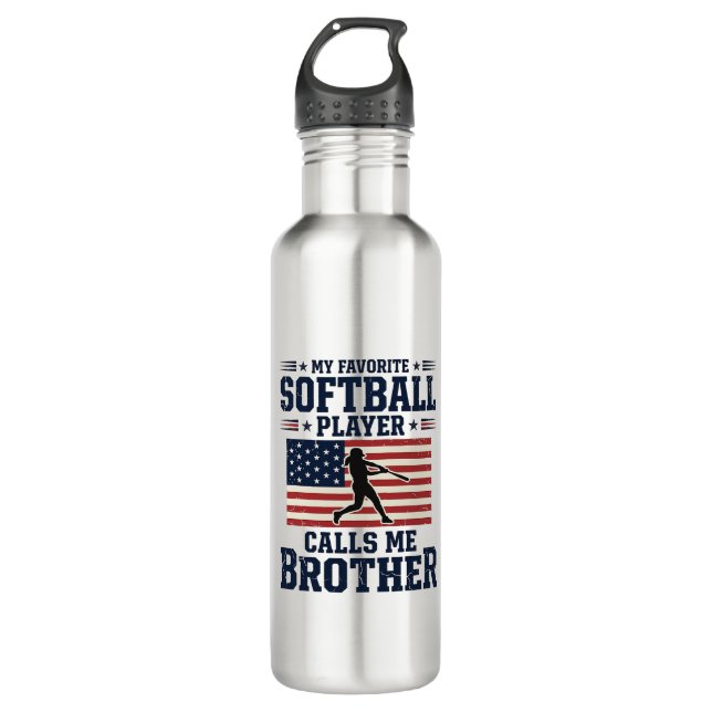 Bouteille D'eau Softball Brother Patriotic Vintage Engraving Shirt (Devant)