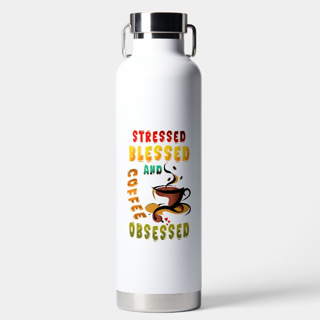 Bouteille D'eau Soigné Béni Et Café Obsédé (Avant)