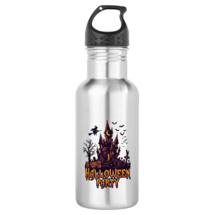 Bouteille D'eau Soirée Halloween Château Hanté Citrouilles Chauves