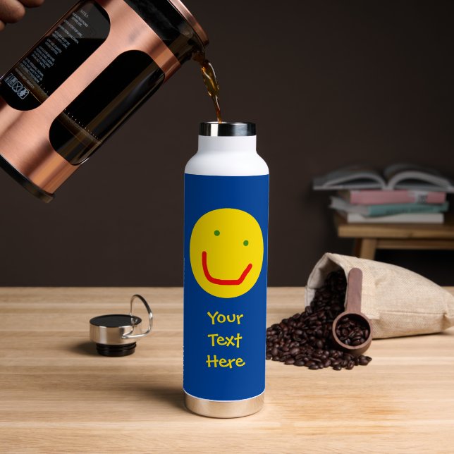 Bouteille D'eau Soleil souriant visage heureux (Café (pivoté))