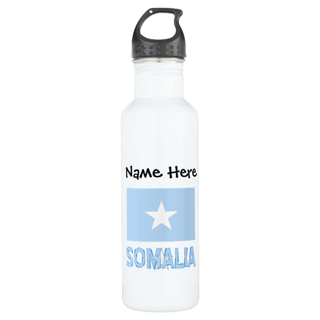 Bouteille D'eau Somalie Drapeau noir Personnalisation (Devant)