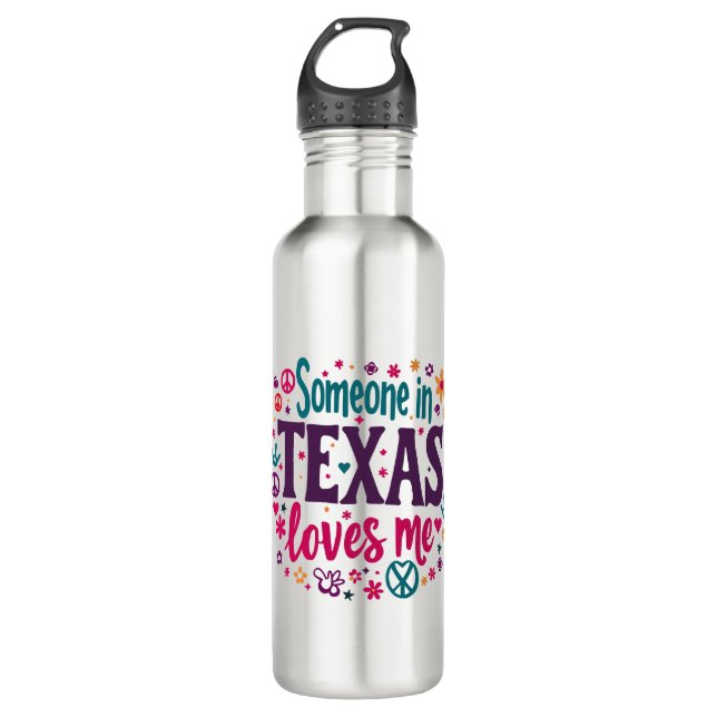 Bouteille D'eau Someone in Texas Love Me - Retro Texas Hippie Art (Devant)