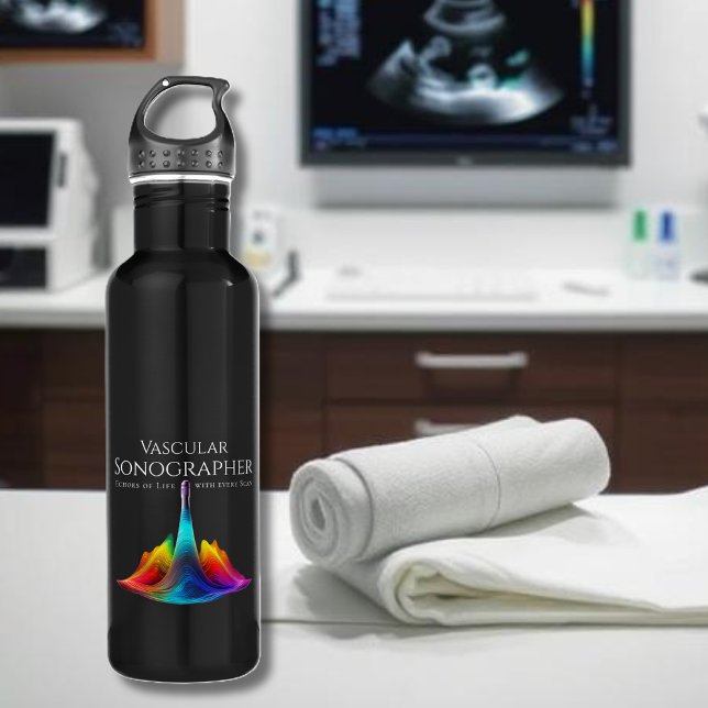 Bouteille D'eau Sonographe vasculaire - Ondes Ultrasoniques coloré (Vascular Sonographer-Colorful Ultrasound Waves Stainless Steel Water Bottle)