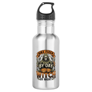 Bouteille D'eau Sorcière de réparation de vélo Halloween vintage m