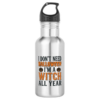Bouteille D'eau Sorcière drôle toute l'année Typographie Halloween