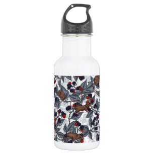 Bouteille D'eau Souris et mûres sur blanc