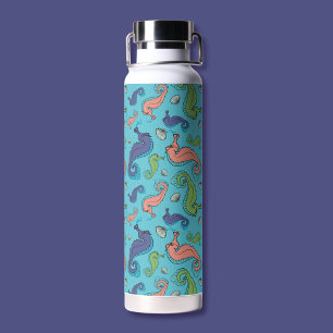 Bouteille D'eau Sous la mer - Cheval de mer et Motif de coque