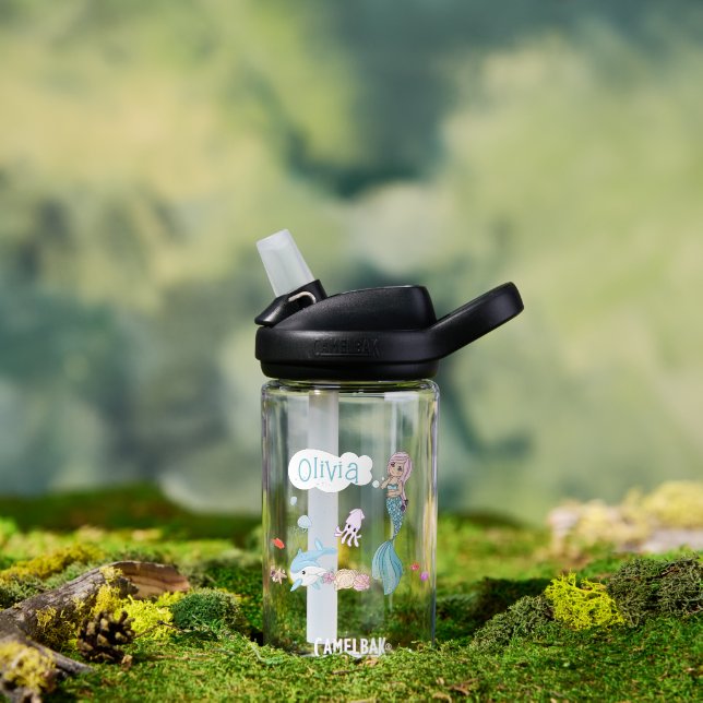 Bouteille D'eau Sous l'océan Sirène Douce Personnalisée (En extérieur (pivoté))