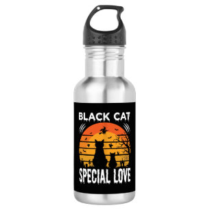 Bouteille D'eau Spécial Chat Noir Halloween Amour Design Gothique