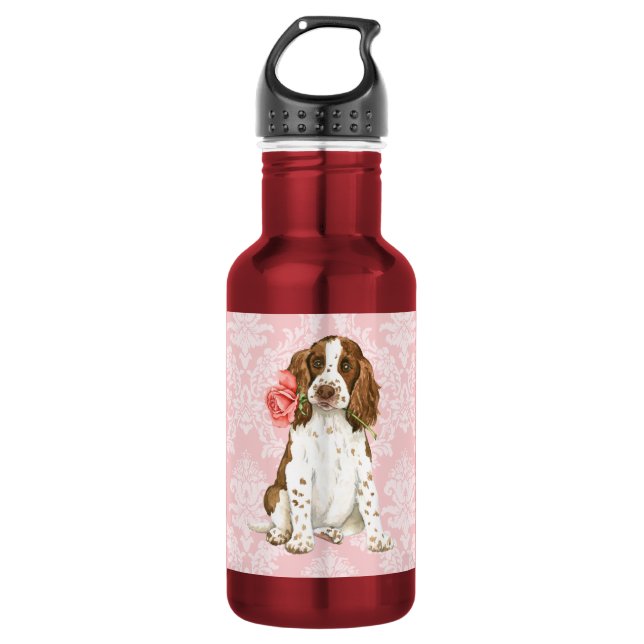 Bouteille D'eau Springer anglais rose de Valentine (Devant)