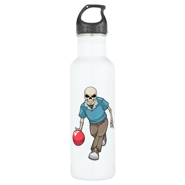 Bouteille D'eau Squelette au Bowling avec Bowling ball (Devant)