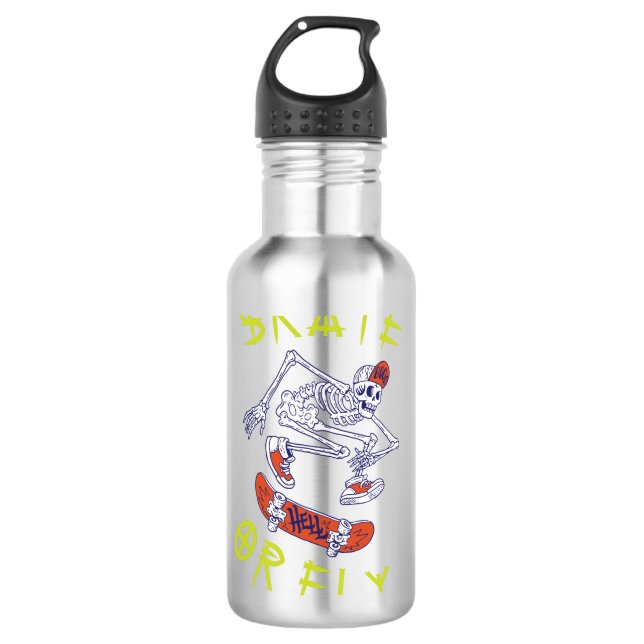 Bouteille D'eau Squelette de skateboard ou vol Skeleton Skateboard (Devant)