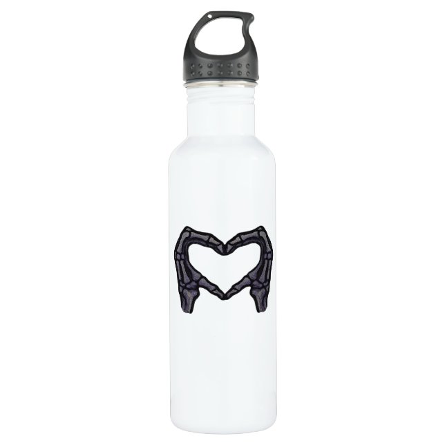 Bouteille D'eau Squelette Mains Formant Un Coeur (Devant)