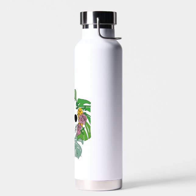 Bouteille D'eau Squelette Rose et Monstera (Gauche)