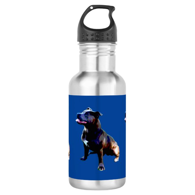 Bouteille D'eau Staffordshire Bull Terrier Peint, (Devant)