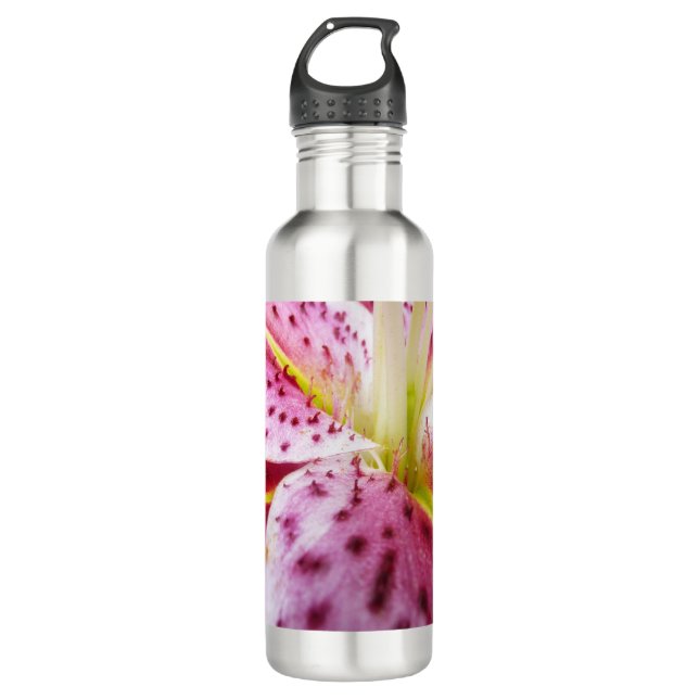 Bouteille D'eau Stargazer Lily brillant Magenta Floral (Devant)