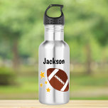 Bouteille D'eau Stars de football pour enfants personnalisés<br><div class="desc">Un joli ballon de football et une bouteille d'eau étoiles pour les enfants. Personnalisez facilement avec un nom pour en faire un cadeau personnalisé.</div>