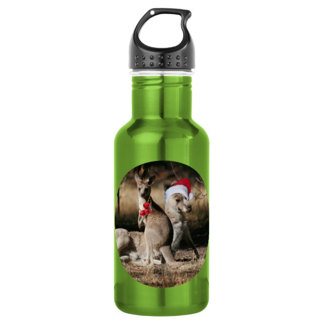 Bouteille D'eau Style australien de Noël Kangaroos (Devant)