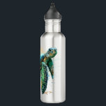 Bouteille D'eau Style d'aquarelle sous-marine de tortue marine<br><div class="desc">Belle tortue de mer nageant en été paisible sous l'eau créé dans le style aquarelle. Illustration d'art graphique vectoriel original Copyright BluedarkArt TheCHameleonArt.</div>