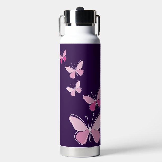Bouteille D'eau Style rose papillon Doodle Kaleidoscope (Salle de sport)