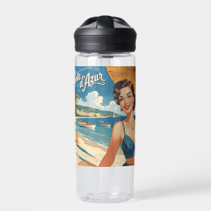 Bouteille D'eau Style vintage Côte d'Azur Beach Girl
