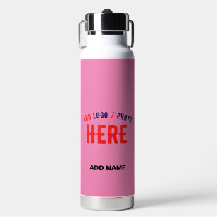 BOUTEILLE D'EAU STYLISH MODERNE PERSONNALISABLE ROSE VÉRIFIÉ MARQU