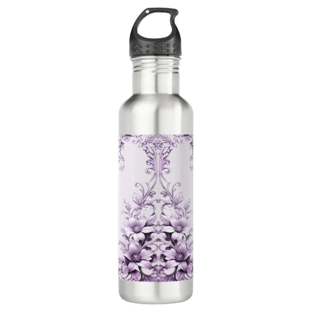 Bouteille D'eau Stylish Purple Flowers Water Bottle (Devant)