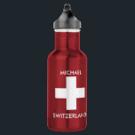 Bouteille D'eau Suisse Drapeau rouge Voyage personnel<br><div class="desc">La Suisse voyage bouteille d'eau rouge avec drapeau suisse. Personnel,  nom,  bouteille d'eau. Vous pouvez facilement changer le nom.</div>