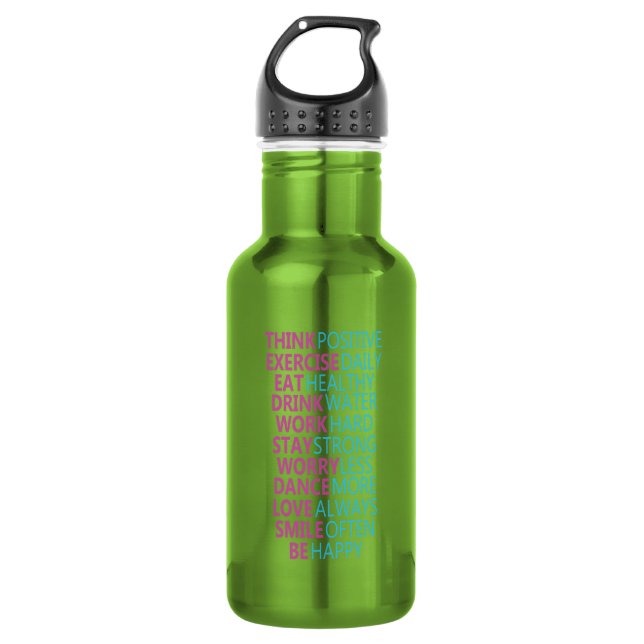 Bouteille D'eau Suivi d'hydratation motivationnel - Inoxydable (Devant)