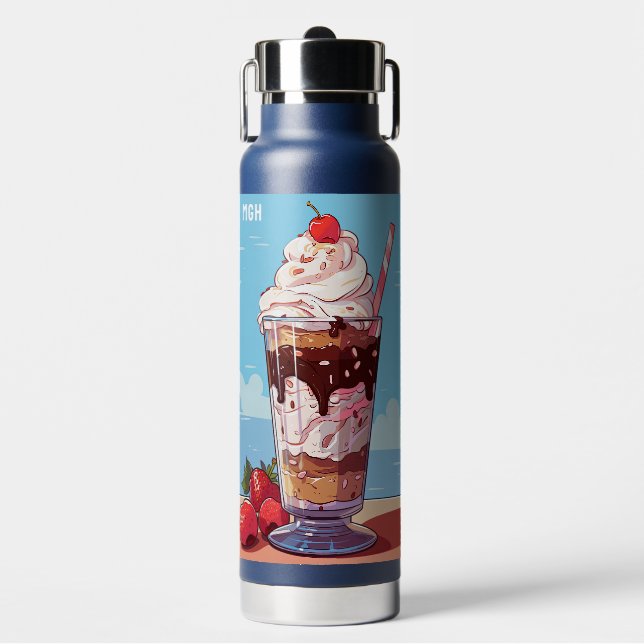 Bouteille D'eau Sundae de crème glacée Monogramme personnalisée (Salle de sport)