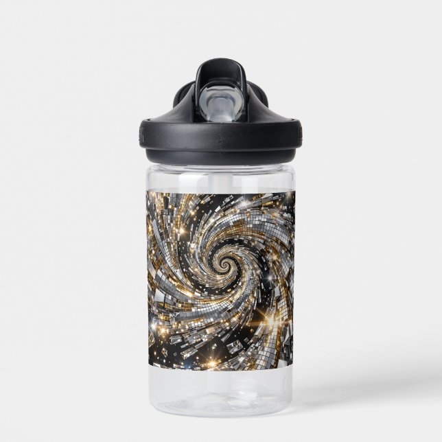 Bouteille D'eau Super Flasher Spirale Or & Argent (Avant)