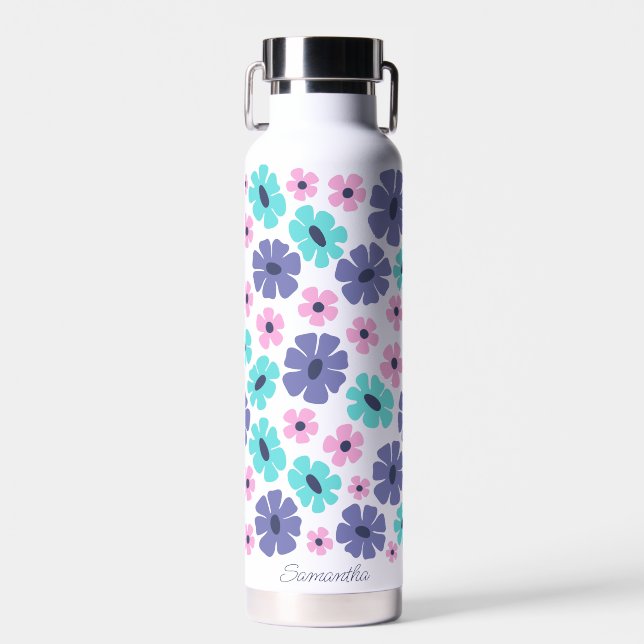 Bouteille D'eau Super Pastel Motif Retro Floral (Avant)