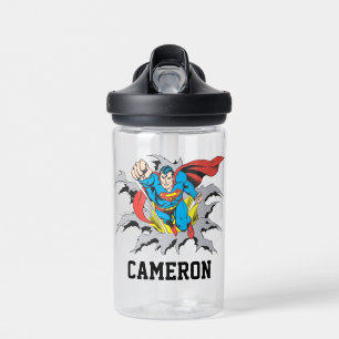 Bouteille D'eau Superman Tears Thru Ajouter Votre Nom