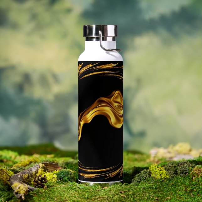 Bouteille D'eau Swirl Liquid Gold Black Monoch Achem Opulent Swirl (Extérieur (pivotée))