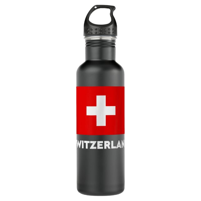 Bouteille D'eau Switzerland Flag Suisse Swiss Schweiz White Red   (Devant)