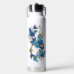 Bouteille D'eau Symbol Infinity of Blue Morpho Butterflies<br><div class="desc">Symbol infinity of gold,  decorated with realistic blue butterflies morpho on a white background. Design with butterflies. Morpho. Design with blue butterflies morpho.</div>