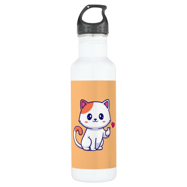 Bouteille D'eau Symbole de chat mignon en amour main-57577 (Devant)