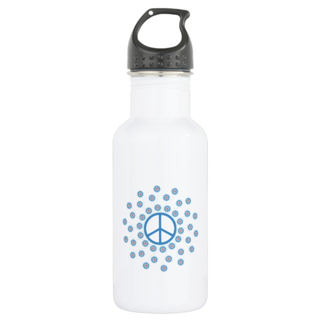 Bouteille D'eau Symbole de paix Fleurs (Devant)